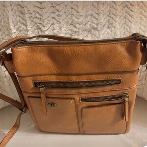 Women’s Crossbody Bag Tan Color Multiple Compartments